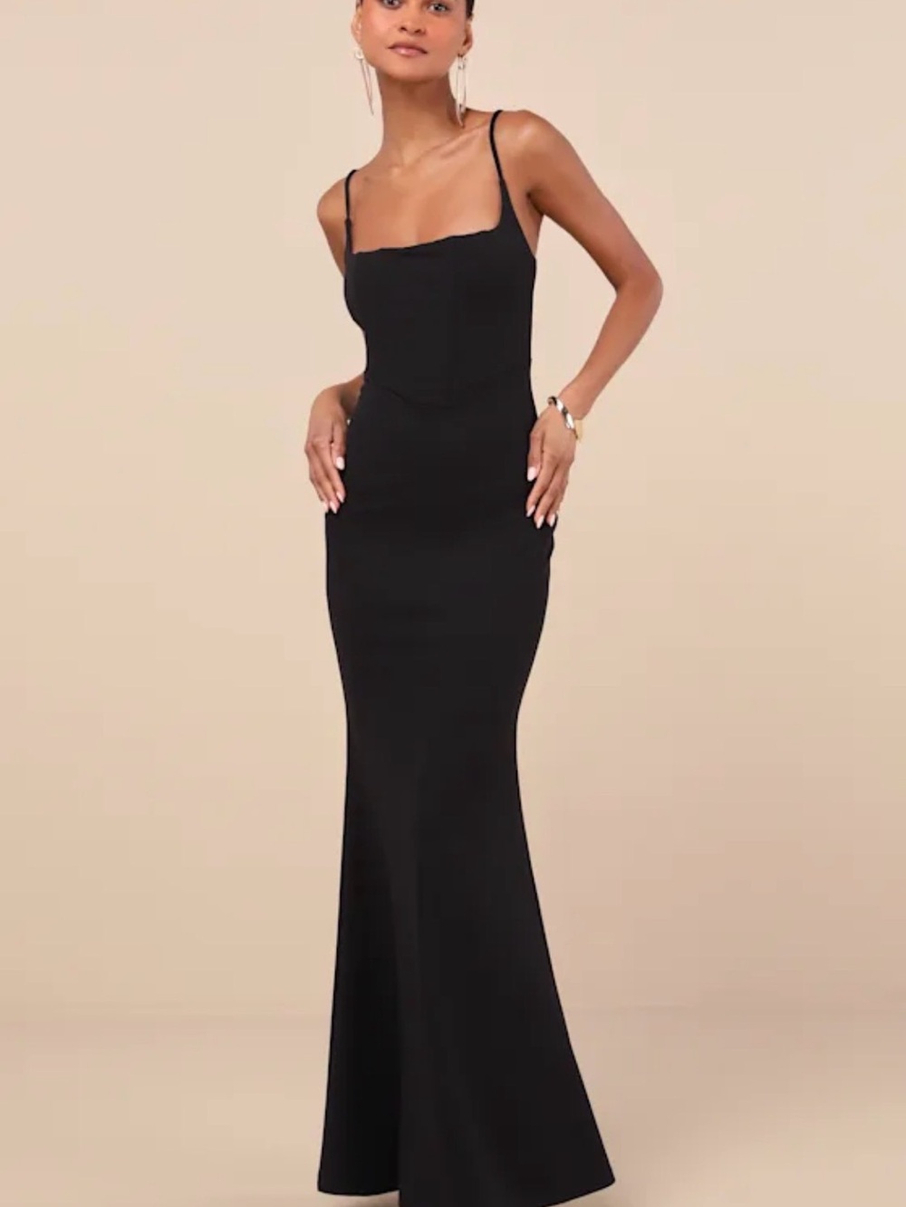 Lulus NWT Imre Black Sleeveless Mermaid Maxi Dress size small